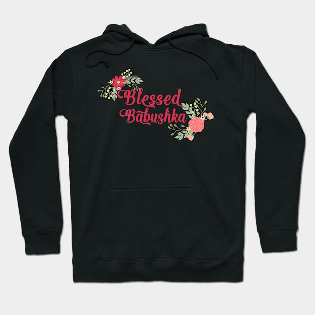 Blessed Babushka Floral Russian Grandma Gift Hoodie by g14u